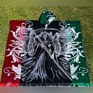 Santa muerte alpaca poncho, adult size, unisex, Made in Ecuador. One size